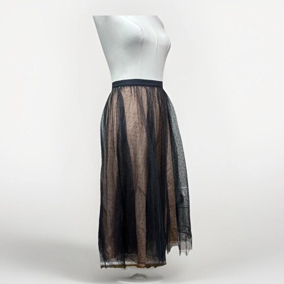 👗✨ NWT J.Crew Polka Dot Tulle A-Line Midi Skirt Black Size 00 Elegant - Picture 7 of 13